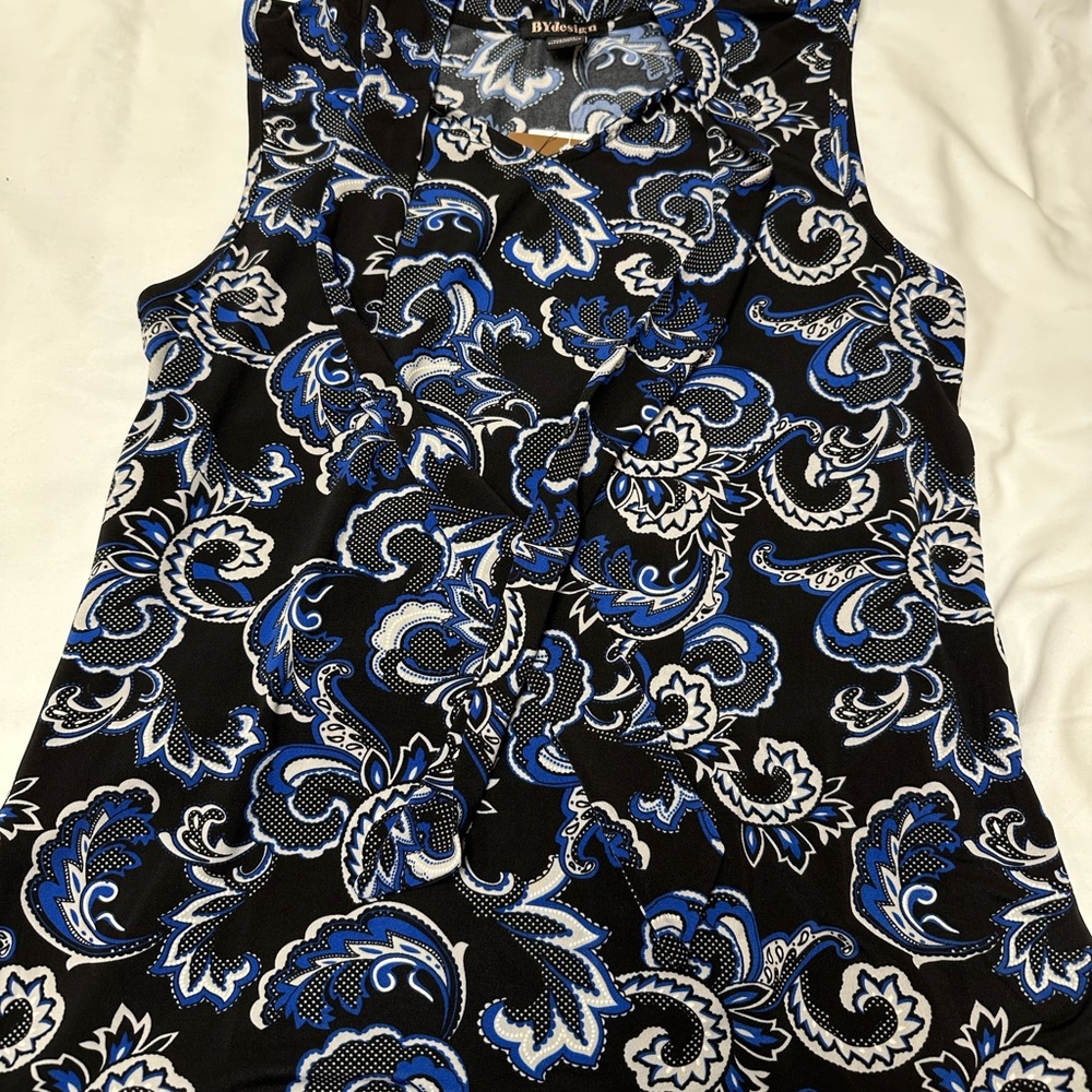 NWT Black and Blue Paisley Women's Top